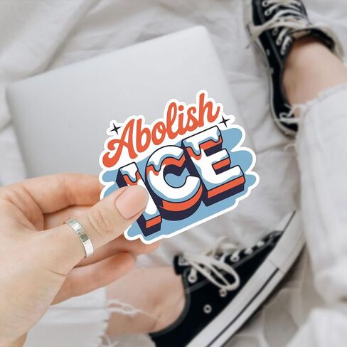 3 Pcs Abolish ICE Sticker – Retro Typography Vinyl Decal for Laptop, Water Bottle, Skateboard, Journal, Car, Aesthetic Protest Quote Sticker, Waterproof Political Art Design in Saudi Arabia