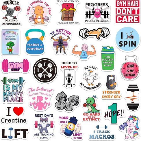 SigyoJeom 200PCS Gym Stickers, Waterproof Workout Motivation Stickers for Water Bottles Laptops Planners, Fitness & Weightlifting Vinyl Decals, Gym Gifts for Women Men in Kuwait