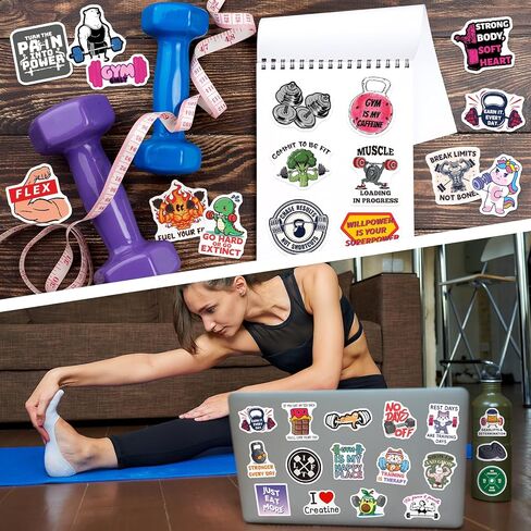 SigyoJeom 200PCS Gym Stickers, Waterproof Workout Motivation Stickers for Water Bottles Laptops Planners, Fitness & Weightlifting Vinyl Decals, Gym Gifts for Women Men in Kuwait
