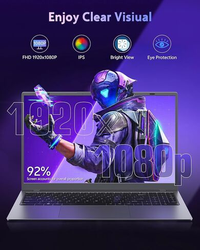 كمبيوتر محمول 16 جيجابايت رام - وحدة المعالجة المركزية Pentium 6500Y (Beat N5095، حتى 3.4 جيجا هرتز)، أجهزة كمبيوتر محمولة مع 256 جيجابايت SSD، شاشة 15.6 بوصة FHD IPS، نوع C، USB 3.2، HDMI، عمر بطارية طويل in Kuwait