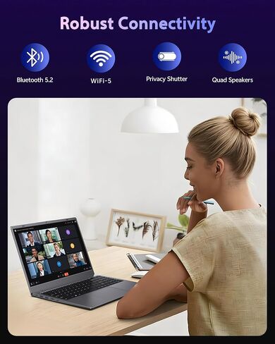 كمبيوتر محمول 16 جيجابايت رام - وحدة المعالجة المركزية Pentium 6500Y (Beat N5095، حتى 3.4 جيجا هرتز)، أجهزة كمبيوتر محمولة مع 256 جيجابايت SSD، شاشة 15.6 بوصة FHD IPS، نوع C، USB 3.2، HDMI، عمر بطارية طويل in Kuwait