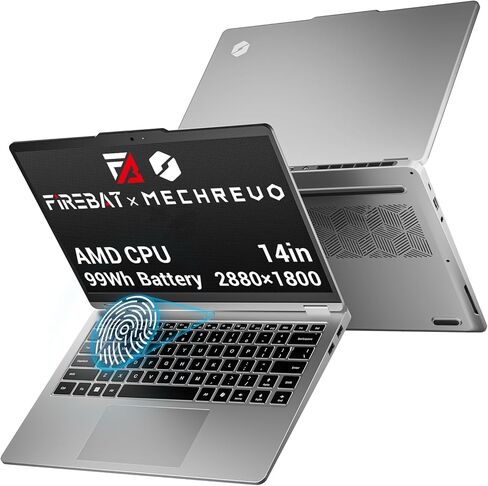 كمبيوتر محمول 14 بوصة، شاشة 2.8K QHD، ذاكرة وصول عشوائي 32 جيجابايت، 1 تيرابايت PCIe4.0 SSD، بصمة الإصبع، معالج AMD Ryzen7 H255، كمبيوتر محمول كمبيوتر محمول للأعمال/محطة العمل/المنزل/المدرسة - رمادي[MECHREVO機械革命] in Kuwait