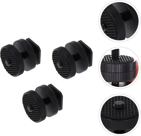 3PCS Double Metal Hot Shoe Mount Adapter Bracket Adjustable Camera Flash Holder Aluminum Alloy Cold Shoe Flash Adapter for DSLR Camcorder LED Light Microphone Accessories in Saudi Arabia
