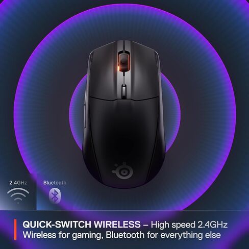 ماوس الألعاب SteelSeries Rival 3 الجيل الثاني اللاسلكي - 2.4 جيجا هرتز وبلوتوث - مستشعر بصري TrueMove Air 18000 نقطة لكل بوصة - متانة 60 مليون نقرة - خفيف الوزن - أقدام PTFE بنسبة 100% - أسود (متجدد) in Kuwait