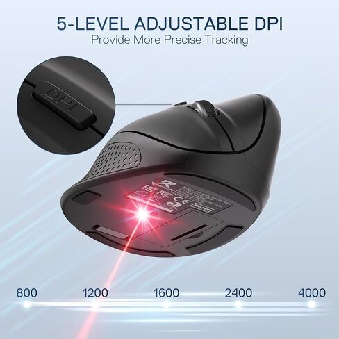 Redragon BM-4033 Wireless Vertical Ergonomic Mouse, 2.4GHz Connection, 5 Levels Up to 4000 DPI, Auto Power Saving Mice for Laptop, Desktop, PC, Black in Saudi Arabia