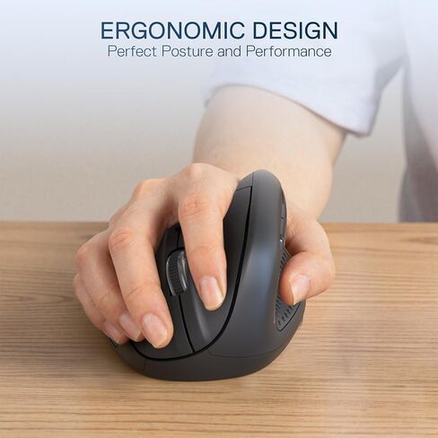 Redragon BM-4033 Wireless Vertical Ergonomic Mouse, 2.4GHz Connection, 5 Levels Up to 4000 DPI, Auto Power Saving Mice for Laptop, Desktop, PC, Black in Saudi Arabia