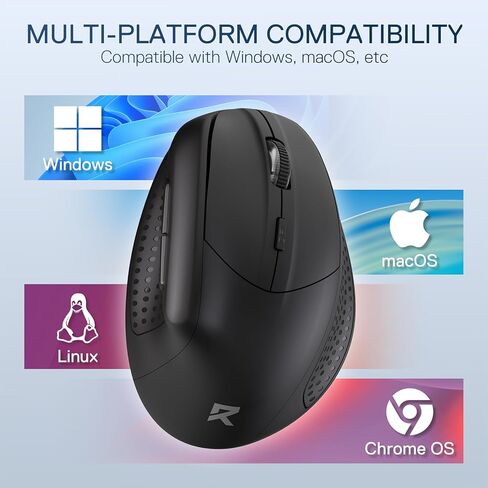 Redragon BM-4033 Wireless Vertical Ergonomic Mouse, 2.4GHz Connection, 5 Levels Up to 4000 DPI, Auto Power Saving Mice for Laptop, Desktop, PC, Black in Saudi Arabia