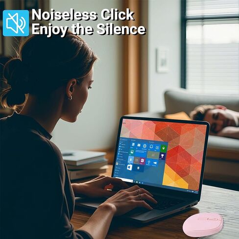 Pink Silent Wireless Mouse, with Type-C + USB-A Dual Interface Portable Lightweight Small Optical Mouse, Plug and Play for Mobile Phone Tablet Laptop MacBook PC, Gift for Kids Girl Women Student in Saudi Arabia