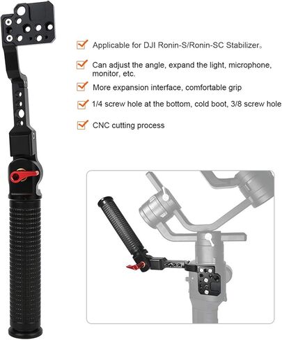 مقبض BRRNOO Gimbal، مقبض يدوي قابل للطي، مقبض محمول، ملحقات مثبتة من سبائك الألومنيوم باللون الأسود للاستخدام الخارجي من أجل RoninS/RoninSC in Kuwait