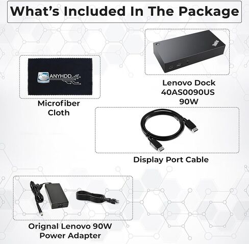 محطة إرساء 40AS0090US الجيل 2 - تدعم شاشة 4K، ضمان لمدة عام، محطة إرساء مع محول 90 وات + قماش من الألياف الدقيقة + كابلات DisplayPort - قاعدة USB-C Thunderbolt 3 (متجددة) in Kuwait
