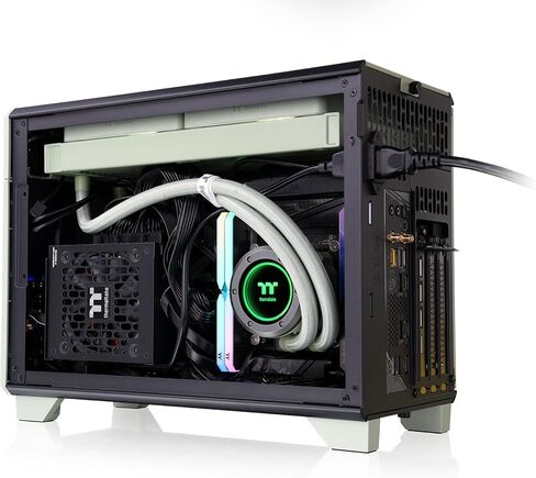 Thermaltake TR100 Matcha Green Mini-ITX SFF Case 18.4 L Dual Chamber Design PCIe 4.0 Riser 280 mm AIO Support Quiet Airflow Build in Saudi Arabia