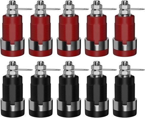 10PCS 4MM Banana Socket Binding Post Nut Banana Jack Electrical Connector Terminal Test Hole Q.40018(5 Colors x 2) in Saudi Arabia