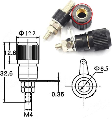 5PCS Terminal Blocks JS-910B 4mm Amplifier Terminal Connector Binding Post Banana Mount(Red-M) in Saudi Arabia
