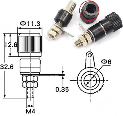 5PCS Terminal Blocks JS-910B 4mm Amplifier Terminal Connector Binding Post Banana Mount(Red-M) in Saudi Arabia