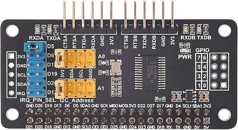 قبعة توسيع تسلسلية SC16IS752 لـ Raspberry Pi، 2X UART و8 منافذ GPIO، واجهة I2C، تناسب Pi 4/3B+/Zero/5 in Kuwait