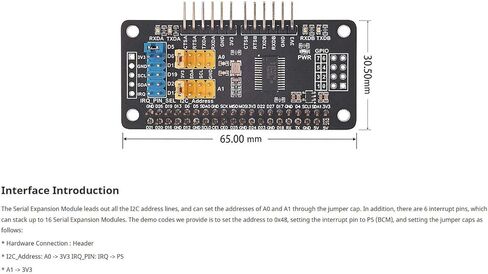 قبعة توسيع تسلسلية SC16IS752 لـ Raspberry Pi، 2X UART و8 منافذ GPIO، واجهة I2C، تناسب Pi 4/3B+/Zero/5 in Kuwait