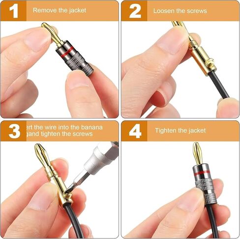 24k Gold Plated Speaker Banana Plugs-Closed Screw Type Dual-Screw Type Speaker Connector in Saudi Arabia