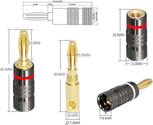 24k Gold Plated Speaker Banana Plugs-Closed Screw Type Dual-Screw Type Speaker Connector in Saudi Arabia