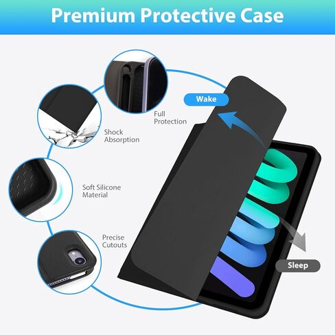 Keyboard Case for iPad mini 7 (A17 Pro) 2024 & Mini 6 2021, 8.3 Inch Tablet Keyboard Cases with Pencil Holder, Auto Sleep/Wake, Detachable Keyboard Cover for iPad mini 7th/6th Gen, Black in Saudi Arabia