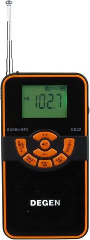 DEGEN DE22 راديو AM/FM قصير المدى 3 في 1 قابل لإعادة الشحن، مكبر صوت محمول ومشغل MP3 مع قارئ بطاقات Micro SD/TF مدمج in Kuwait