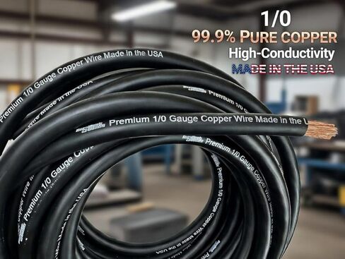 Resilient Sounds 1/0 Premium High Conductivity Copper Car Audio Wire-Minimum 99.9% Pure Copper Made in The USA (Black, 15FT Length) in Saudi Arabia