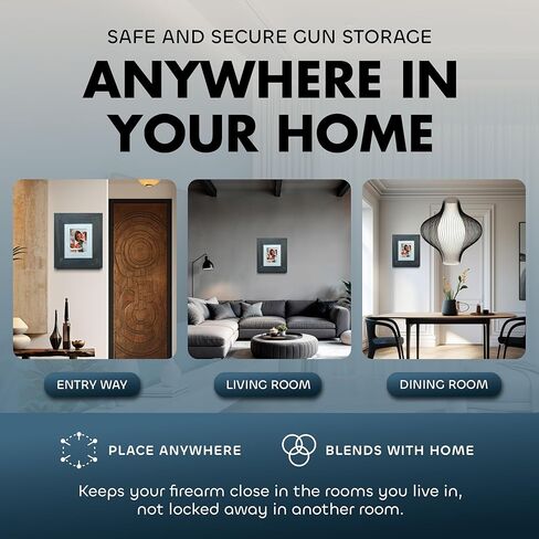 إطار صورة آمن للأسلحة من تصميمات Bellewood Designs - أثاث إخفاء الأسلحة مصنوع يدويًا - إطار صورة آمن للوصول السريع مع قفل مغناطيسي لتخزين الأسلحة بشكل سري وآمن in Kuwait