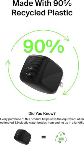 شاحن Belkin بمنفذين USB C بقدرة 67 وات، شاحن GaN ثنائي المنفذ مع 2X منافذ USB C، شحن سريع لأجهزة MacBook وiPhone 17 وiPad Pro وChromebook وGalaxy S25 Ultra وPixel 10 والمزيد - أساسيات السفر in Kuwait