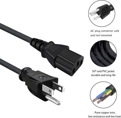 استبدال كابل طاقة التيار المتردد لـ Vizio TV E420VL E420VL-MX E550VL E550VL-MX M420NV M420NV-MX E320VL E321VL E470VL-CA M550NV M550SV XVT3D554SV E370VL-CA E421VL E422VL 3 Prong سلك C13 بطول 8 أقدام in Saudi Arabia