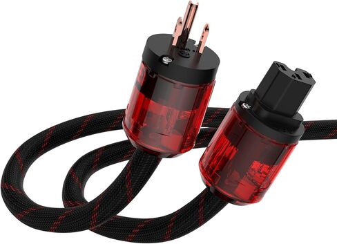 Tertullus HiFi Power Cable OFC Audiophile Ac Power Cable 125v 15a 12awg with Us Pure Red Copper Power Plug+IEC C15 Connector High-end Braided Sleeve Cable(1m/3.28ft) in Saudi Arabia