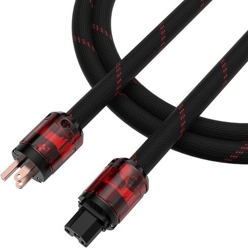 Tertullus HiFi Power Cable OFC Audiophile Ac Power Cable 125v 15a 12awg with Us Pure Red Copper Power Plug+IEC C15 Connector High-end Braided Sleeve Cable(1m/3.28ft) in Saudi Arabia