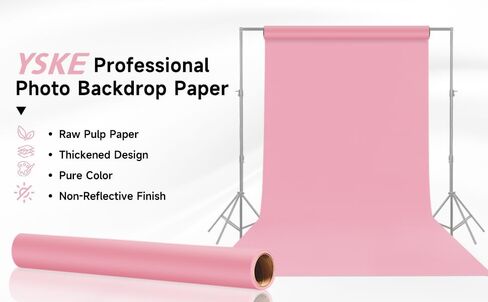 YSKE-Seamless Pink Paper Backdrop Roll for Photography,Photo Background,and Photoshoot Cover–Roll of Paper with Backdrop Cover for Background Stand,Thick Anti-Wrinkle Matte(106.9''x36' Pink) in Saudi Arabia