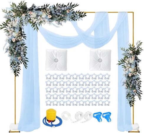 حامل خلفية مقاس 6.5أقدام × 6.5أقدام شديد التحمل مع قاعدة، طقم حامل خلفي قابل للتعديل من الأنابيب الذهبية القابلة للحمل، إطار معدني مربع لحفلات الزفاف وحفلات أعياد الميلاد والولائم in Kuwait