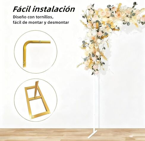 حامل خلفية مقاس 6.5أقدام × 6.5أقدام شديد التحمل مع قاعدة، طقم حامل خلفي قابل للتعديل من الأنابيب الذهبية القابلة للحمل، إطار معدني مربع لحفلات الزفاف وحفلات أعياد الميلاد والولائم in Kuwait