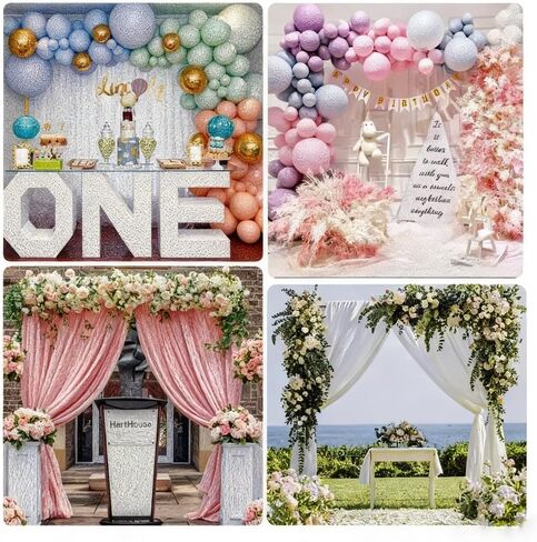 حامل خلفية مقاس 6.5أقدام × 6.5أقدام شديد التحمل مع قاعدة، طقم حامل خلفي قابل للتعديل من الأنابيب الذهبية القابلة للحمل، إطار معدني مربع لحفلات الزفاف وحفلات أعياد الميلاد والولائم in Kuwait