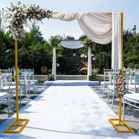 حامل خلفية مقاس 6.5أقدام × 6.5أقدام شديد التحمل مع قاعدة، طقم حامل خلفي قابل للتعديل من الأنابيب الذهبية القابلة للحمل، إطار معدني مربع لحفلات الزفاف وحفلات أعياد الميلاد والولائم in Kuwait