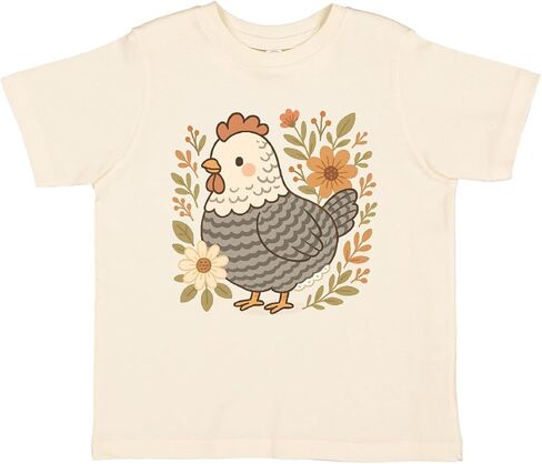 inktastic Chicken Flowered Cottagecore Toddler T-Shirt in Saudi Arabia