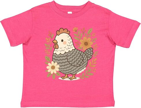 inktastic Chicken Flowered Cottagecore Toddler T-Shirt in Saudi Arabia