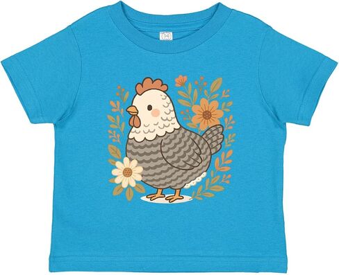 inktastic Chicken Flowered Cottagecore Toddler T-Shirt in Saudi Arabia