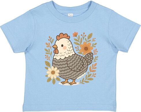 inktastic Chicken Flowered Cottagecore Toddler T-Shirt in Saudi Arabia