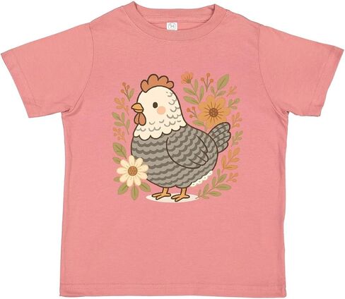 inktastic Chicken Flowered Cottagecore Toddler T-Shirt in Saudi Arabia