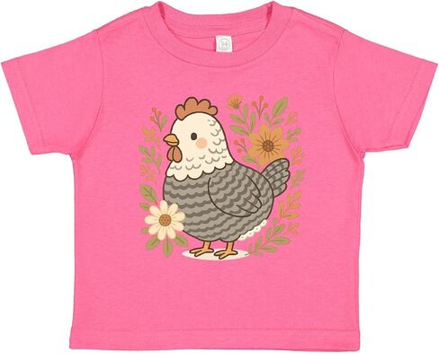 inktastic Chicken Flowered Cottagecore Toddler T-Shirt in Saudi Arabia