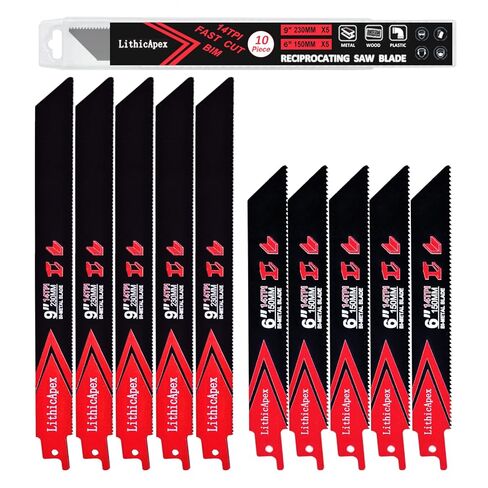 10pack 14 TPI Reciprocating Saw Blades Set Metal Wood Cutting, 9inch Bi-Metal Saw Saw Blades for Steel Tube Sheetmetal PVC Pipes Wood Pallet Demolition 6in Sawsaw Saw Blades in Saudi Arabia