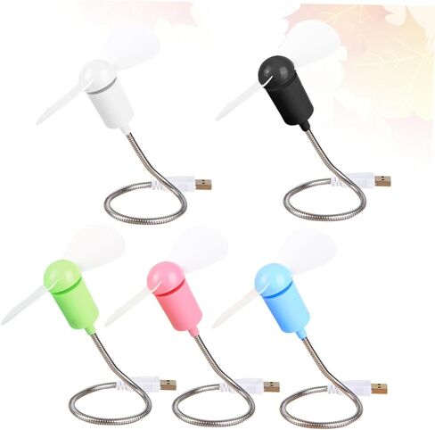 Kisangel 5pcs USB Mini Fans مرنة صغيرة مكتب مراوح التبريد هادئة لأجهزة الكمبيوتر المحمول سطح المكتب مكتب استخدام لون عشوائي in Saudi Arabia