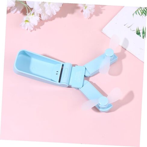 Kisangel مروحة USB صغيرة محمولة برأسين قابلة للشحن ومروحة تبريد الهواء خفيفة الوزن قابلة للطي للاستخدام في السفر في الهواء الطلق باللون الأزرق in Saudi Arabia