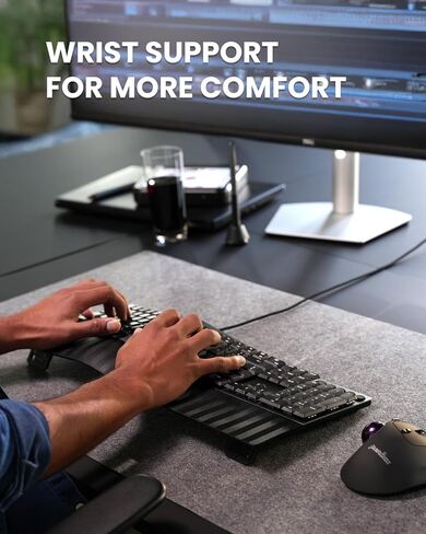 Perixx PERIBOARD-535BL [Firmware Updated] Wired Ergonomic Mechanical Keyboard - Full-Size - Low-Profile Blue Clicky Switches - Compatible with Windows and macOS in Saudi Arabia