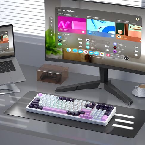 لوحة مفاتيح سلكية MageGee LIGHT100 باللون الكريمي، لوحات مفاتيح ميكانيكية للألعاب قابلة للتبديل بنسبة 96% مع حشية 6 طبقات، إضاءة خلفية RGB لأجهزة Win/Mac/PC، أغطية مفاتيح PBT، أرجواني in Saudi Arabia