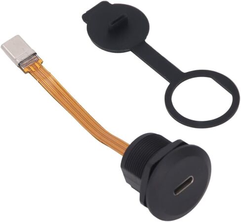 محول تركيب اللوحة من النوع C 3.1 كابل 0.1 متر FPC - IP67 موصل USB C ملولب أنثى إلى ذكر للمعدات الصناعية، محول كابل الكمبيوتر in Kuwait