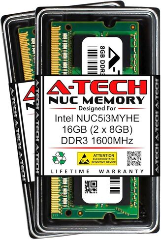 A-Tech 16GB (2 x 8GB) RAM for Intel NUC5i3MYHE NUC Kit | DDR3/DDR3L 1600MHz PC3-12800 1.35V SODIMM Memory Upgrade Kit in Kuwait
