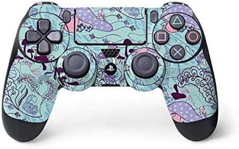 ملصق Skinit المخصص للألعاب متوافق مع وحدة تحكم PS4 - تصميم نمط طباعة الفطر مرخص رسميًا من Disney Alice in Wonderland (رسوم متحركة) in Kuwait