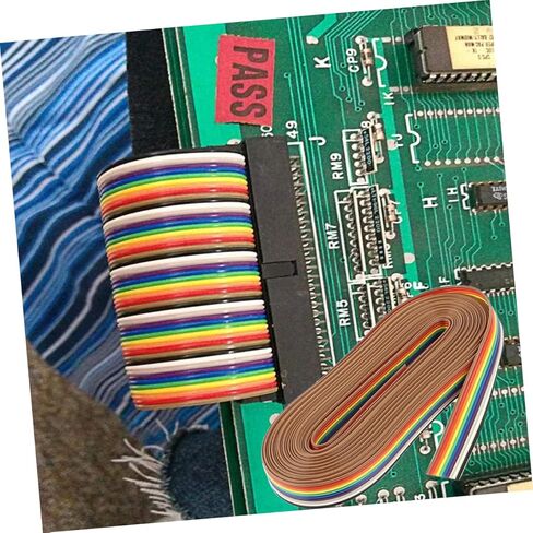 Veemoon 2rolls Pin Rainbow Cable Colorful Flat Flexible Jumper Ribbon for Easy Internal Wiring Computers and Electronics in Saudi Arabia